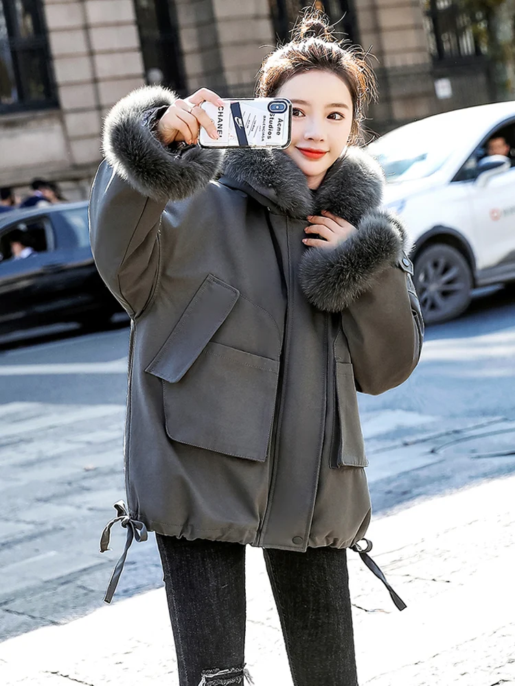 Fur coat women short short little man winter new cotton-padded jacket Korean version of loose large woolly collar pie overcome