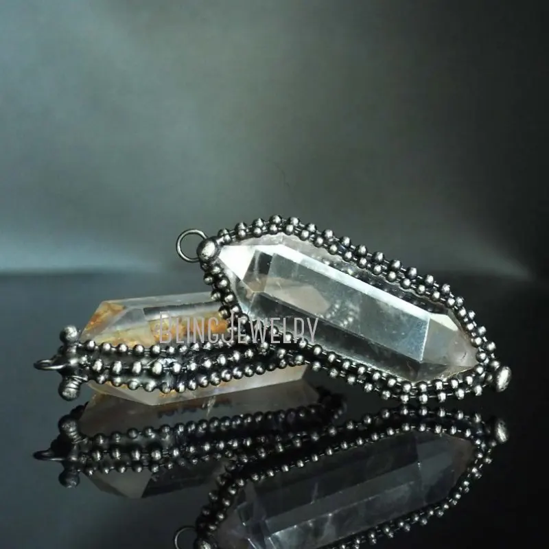 Большой прозрачный кварцевый двойной кристаллический подвесной талисман PM44410