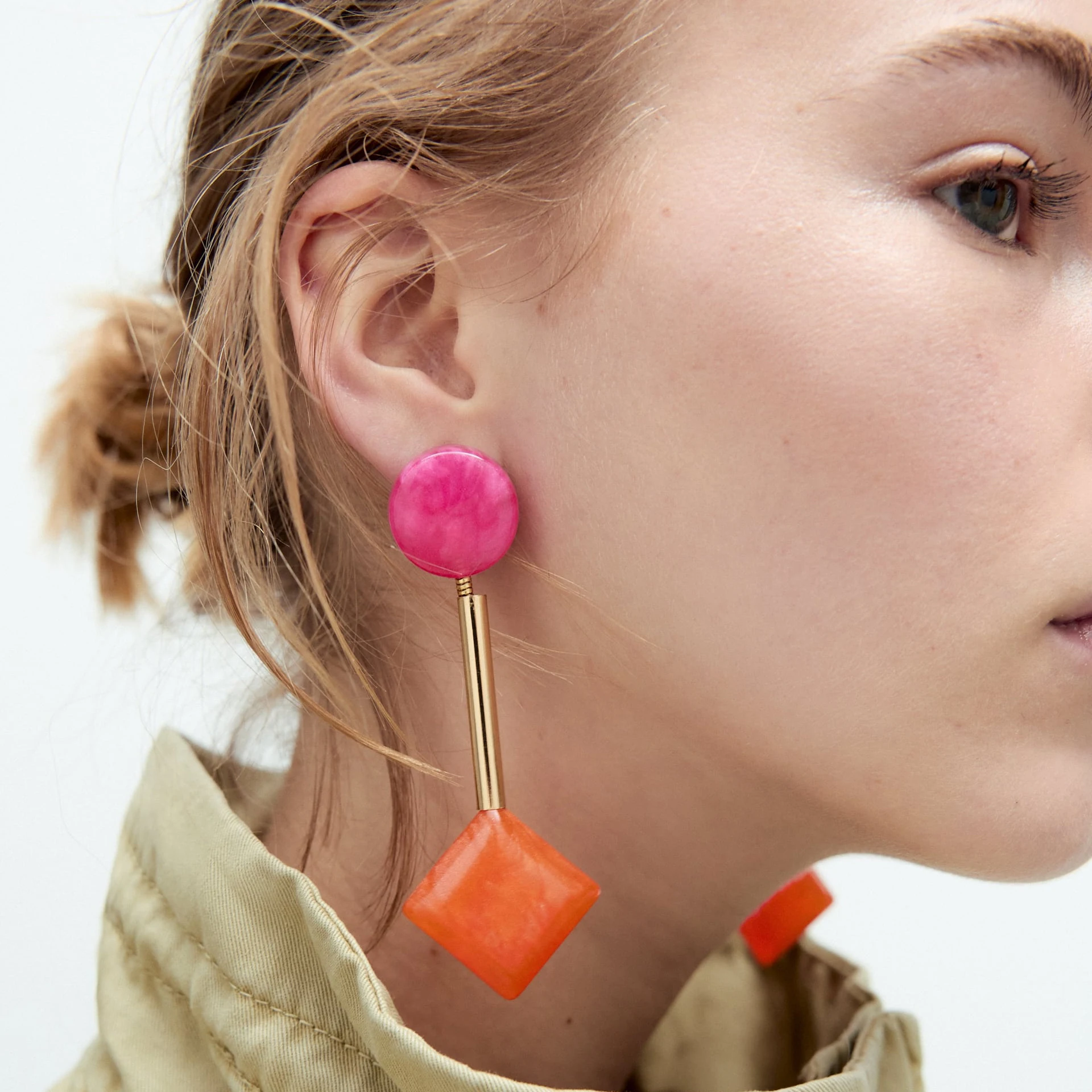 Серьги-подвески женские металлические квадратные акриловые