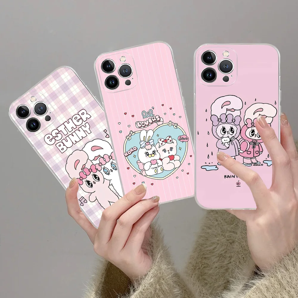 E-Esther B-Bunny Phone Case for iPhone 16 15 8 7 6 6S Plus X SE XR XS 14 11 12 13 Mini Pro Max Mobile