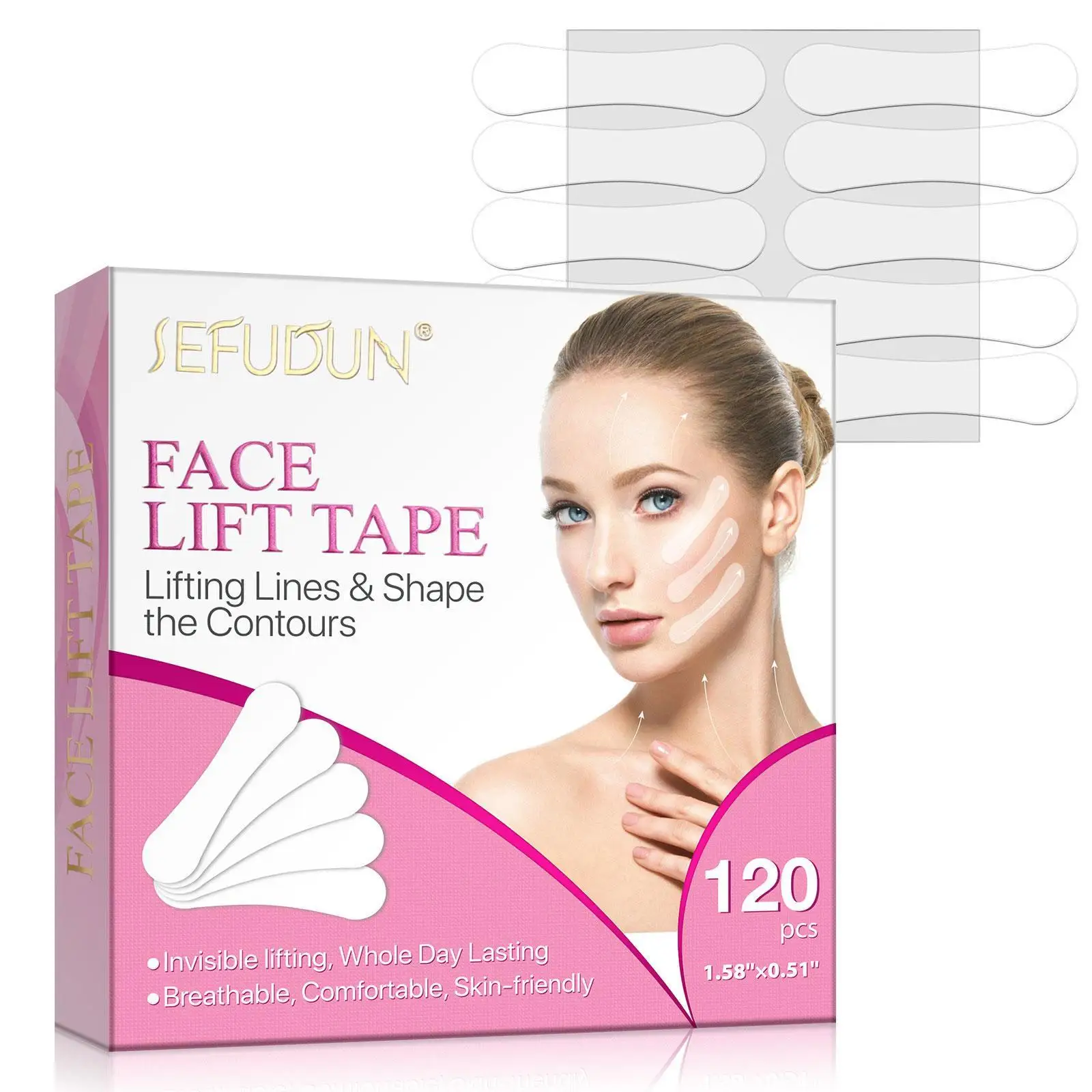 

120 Pcs Lifting Face Stickers Invisible Transparent Thin Face Patche Lift Tools V-Shape Face Wrinkle Sagging Skin Adhesive Tape