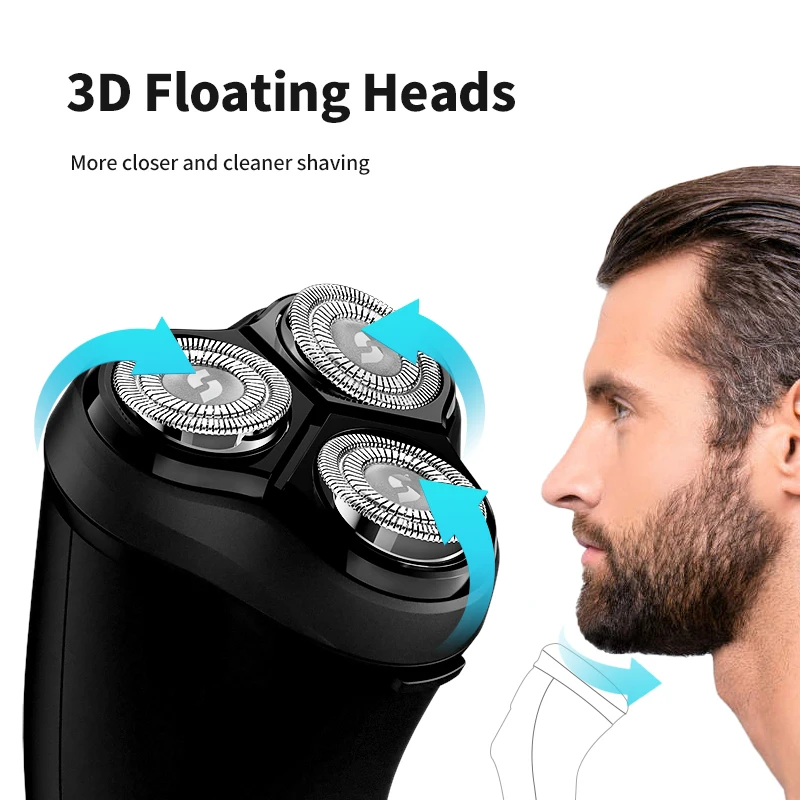 Портативный триммер для бороды с 3 лезвиями 3D плавающая Бритва мужчин