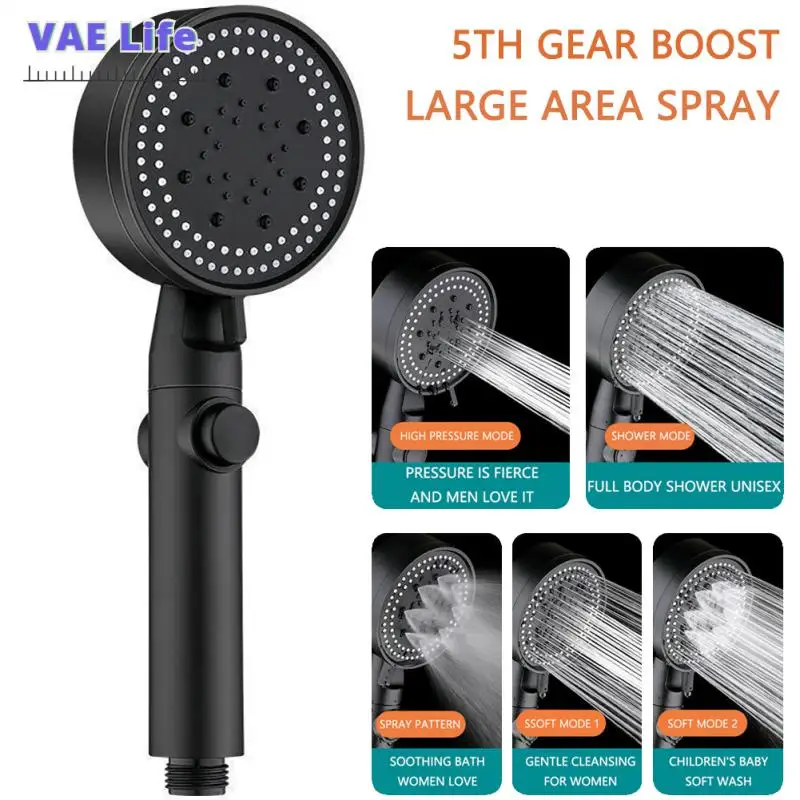 

High Pressure Water Saving Rainfall Shower Head Water Massage Eco Shower 5 Modes Adjustable Showerhead Home Bathroom Accessories