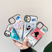 disney mickey minnie retro air ticket tpu phone case for iphone 11 12 13 pro max x xs xr 7 8 plus shockproof transparent cover