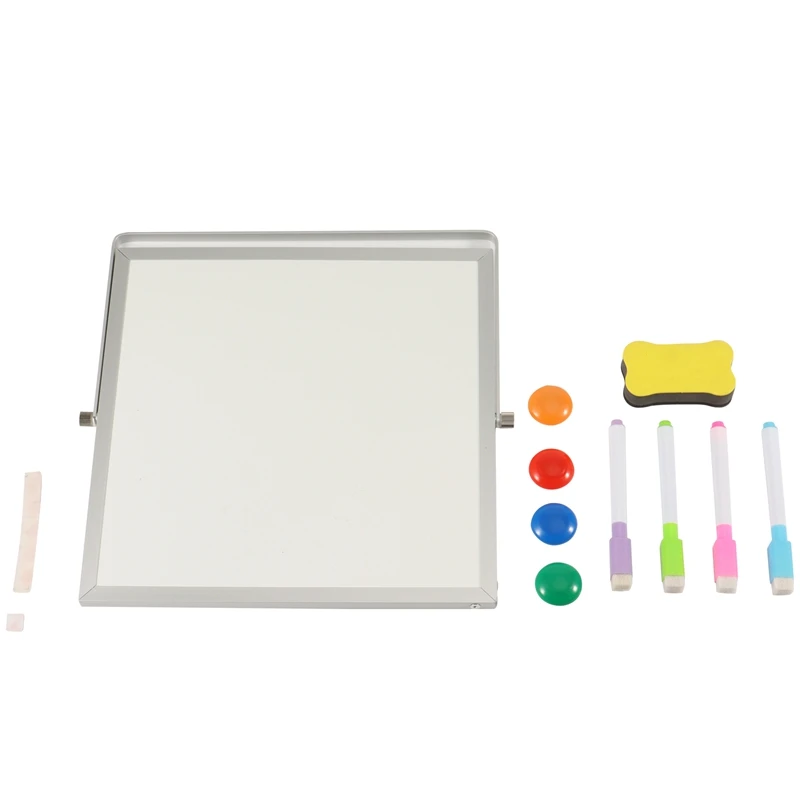 

Magnetic Desktop Whiteboard 25X25cm with Stand, Marker Eraser-Double-Sided Whiteboard Easel, for Children and Students