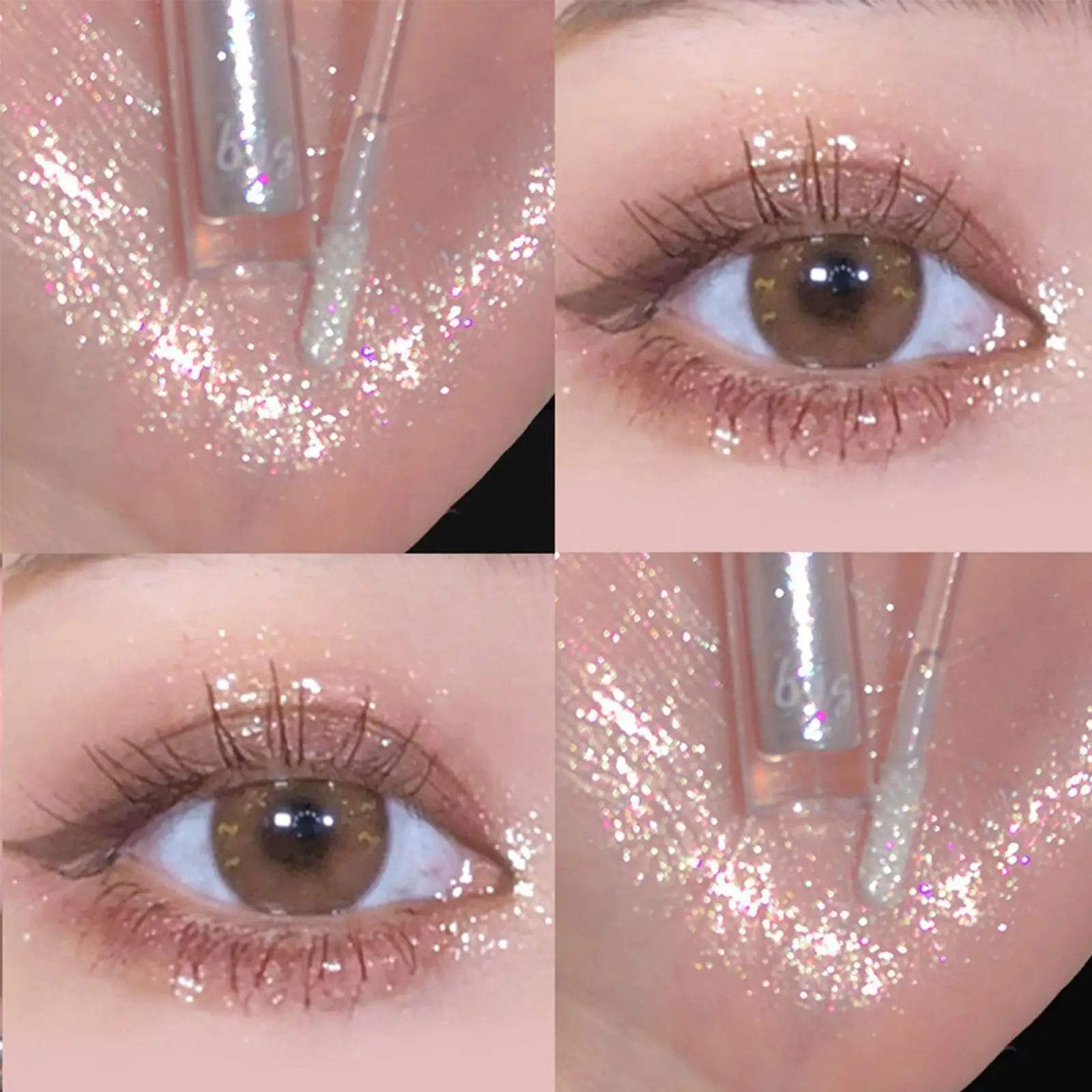 

Жидкие тени для век, сияющий Макияж для лица, хайлайтер, блеск, лежащая Мерцающая долговечная косметика, поляризованный Шелковый червь, ярки...