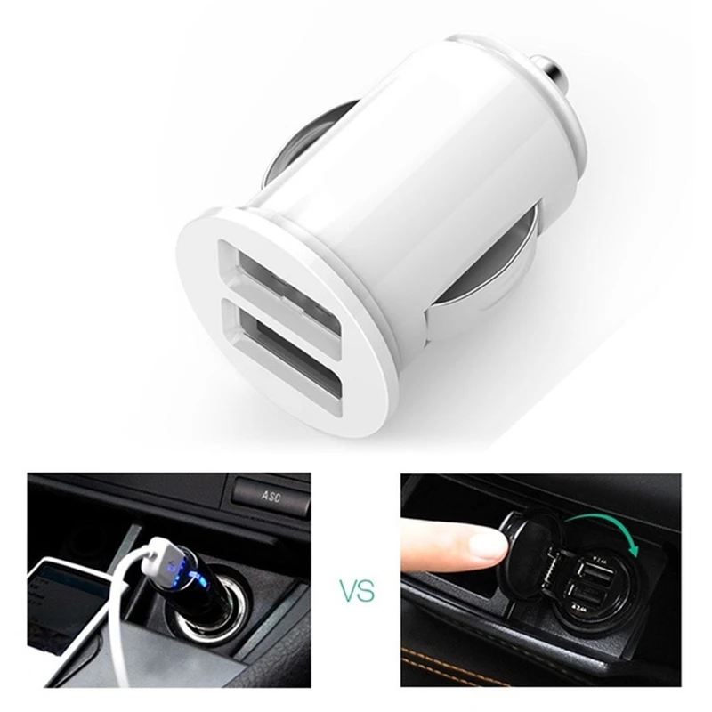 

New Mini Car Charger Dual USB Car Charger 12V Car Charger Mini 3.1A Car Mobile Charger Car Charger Adapter For Phone