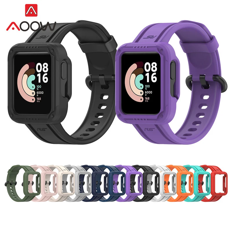 

Rubber Case Strap for Xiaomi MI watch lite 1/2 Redmi Watch 2 Lite Men Women TPU Sport Waterproof Replacement Bracelet Wrist Band