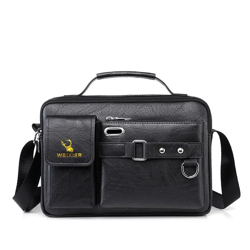 WEIXIER Fashion Men's Shoulder Bag Portable PU Leather Handbag Business Briefcase Travel Man Crossbody Bags Brand Qualit Men Bag