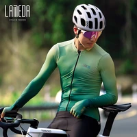 lameda pro cycling jersey mens bike shirt long sleeve gradient color full zipper bicycle mtb road clothing with pockets t shirt