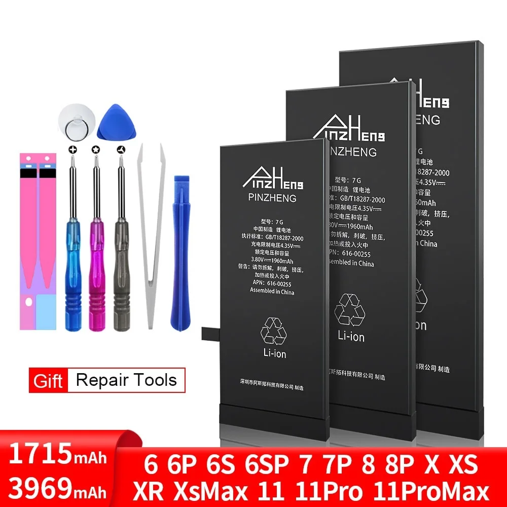 

PINZHENG Battery For iPhone 6 6s 7 8 Plus Original High Capacity Bateria Replacement Batterie For iPhone 11 X Xs 11Pro Max Xr
