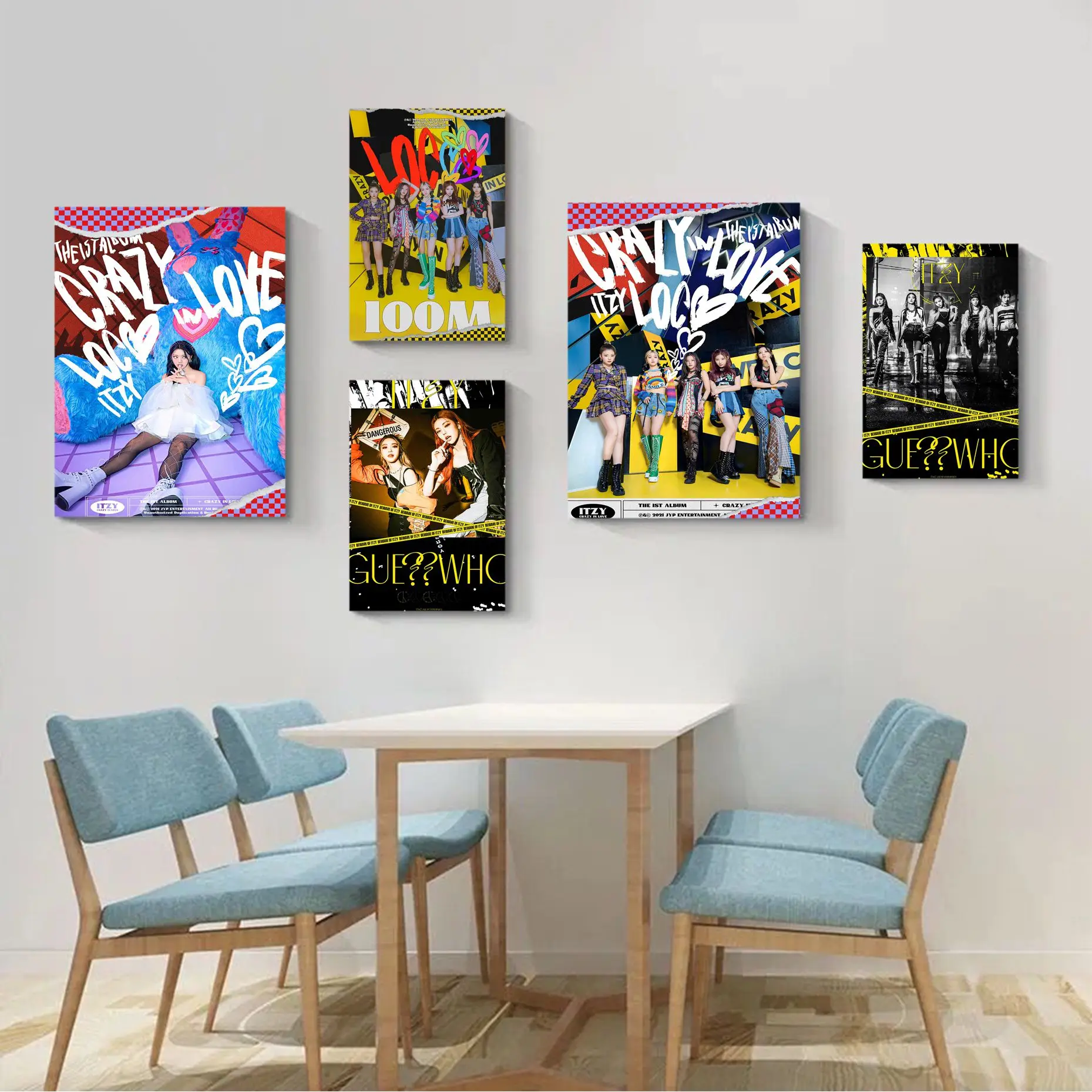 

Kpop Group Itzy Korean Girls Singer Vintage Posters Sticky Decoracion Painting Wall Art White Kraft Paper Posters Wall Stickers