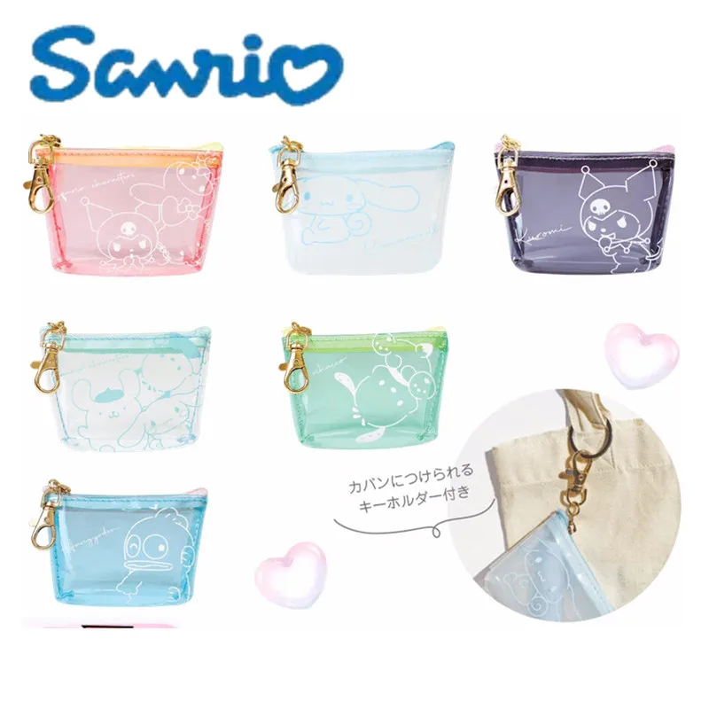 

Sanrio оригинальная Kuromi Mymelody Cinnamoroll Прозрачная ПВХ печать треугольная маленькая сумка с подвеской сумка для хранения Кошелек для монет подарок для девушки