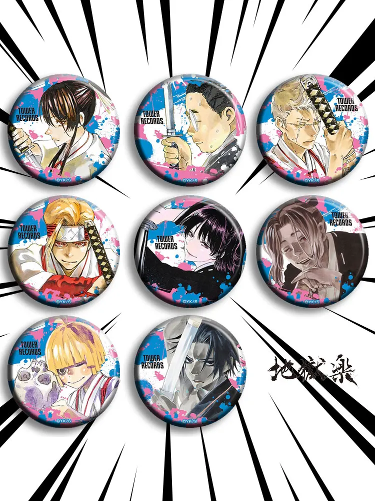 

8pcs/1lot Anime Jigoku Raku Figure 4287 Badges Round Brooch Pin Badge Bedge Gifts Kids Toy