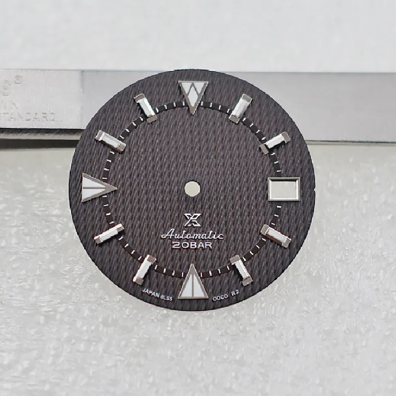 Watch accessories dial blue checkered 28.5mm with C3 green luminous fit SKX007 NH35/36 movement NH35 case Date