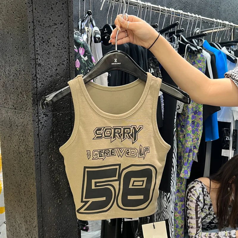 

Tank Tops Woman Character Print Summer Short Elastic Sleeveless Tanks Casual Sport O Neck Women Camisole Crop Top Dropshipping