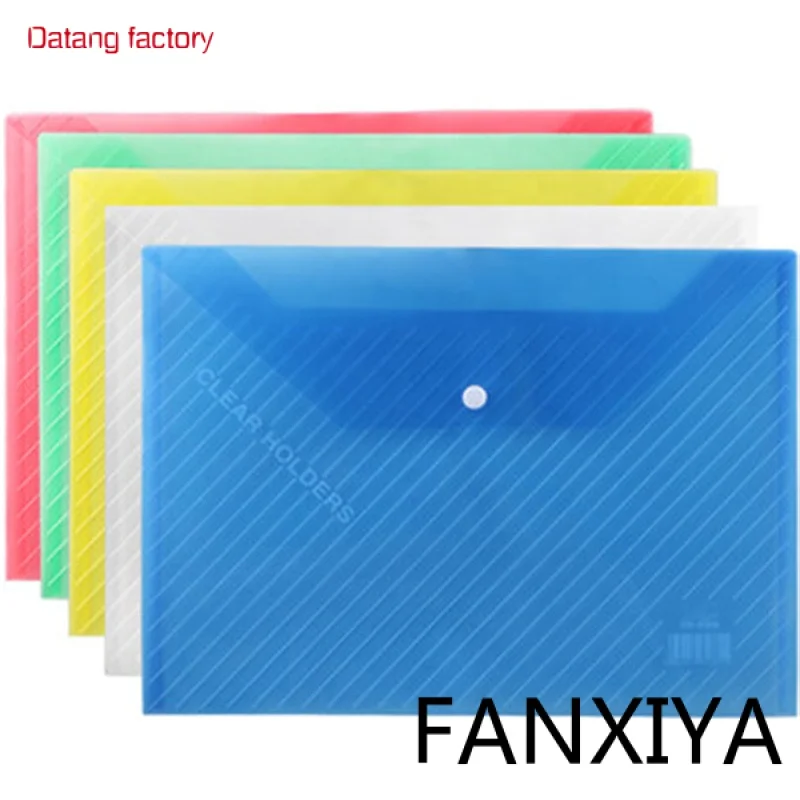 

Hengyao PP PVC A4 A5 Size File Bag Button Envelope Bag Waterproof Plastic Snap Button Clear Document Bags