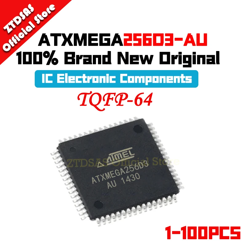 1-100pcs ATXMEGA256D3-AU ATXMEGA256D3 ATXMEGA256 ATXMEGA ATMEL IC MCU TQFP-64 Chip