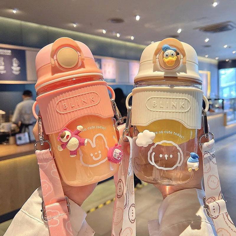 

Ins Style Cartoon Mug Outdoor Gym Sports Drinking Kettle Portable Kawaii Cup 600ml Tumbler With Straw Cute Water Bottle For Girl