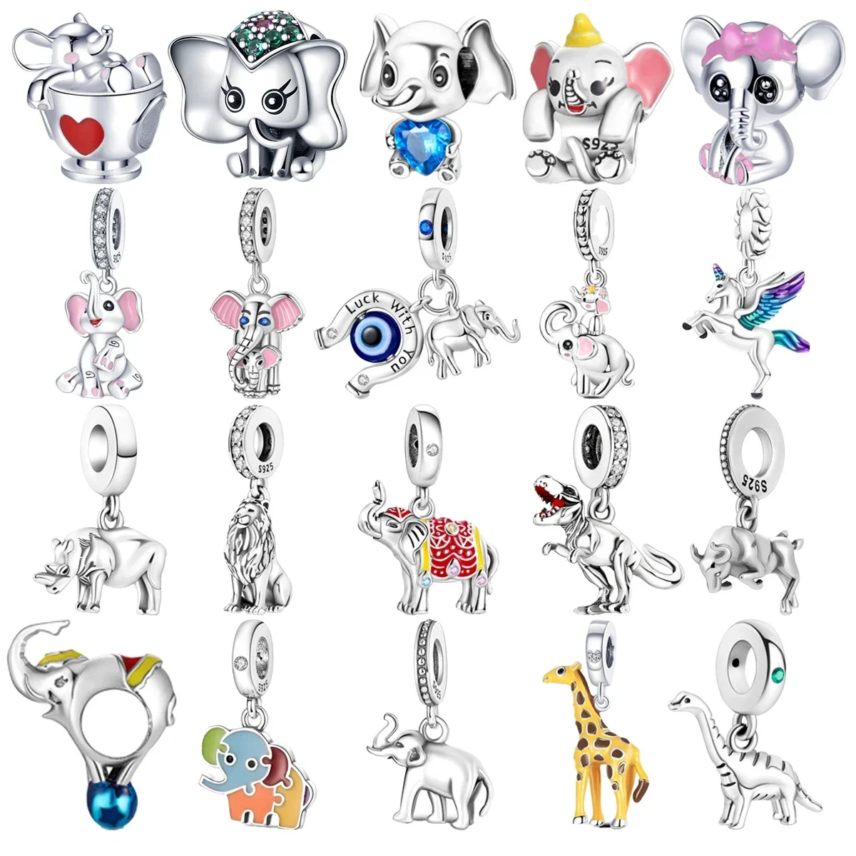 Оригинальные подвески из стерлингового серебра 925 слон пегас динозавр кулон