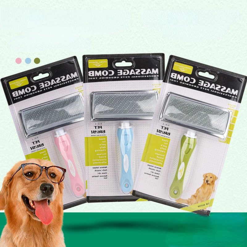 

Щетка-гребень для питомцев с нескользящей ручкой, щетка для вычесывания шерсти у маленьких и средних собак, товары для груминга кошек