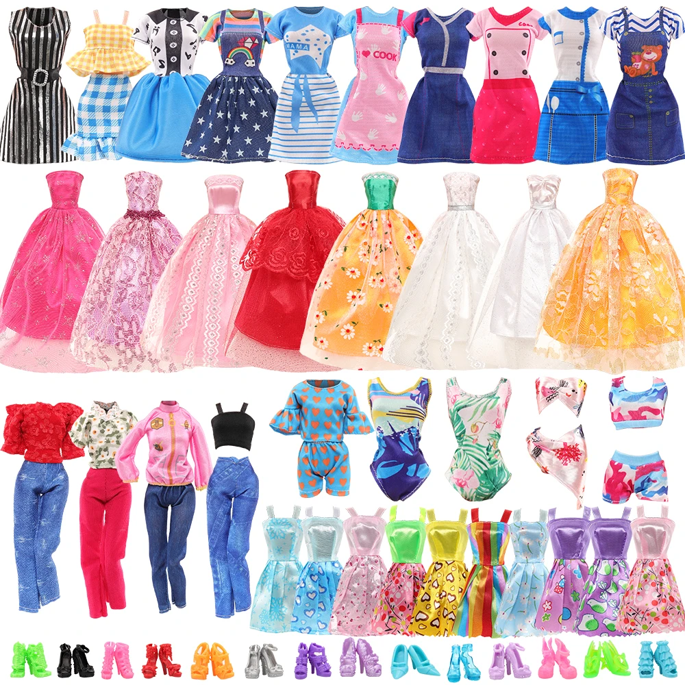 

Barwa Fashion Style 24 Pieces Doll Clothes=3 Large Skirts+3 Top Pants+6 Skirts+2 Swimsuits+10 Shoes For Dollhouse Game 11.5 Inch