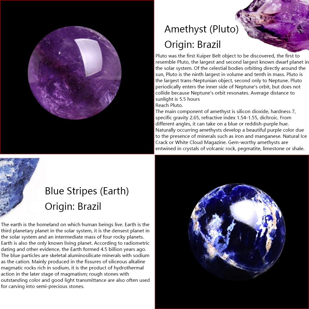 9pcs Natural Crystal Planet Ornament with Collection Box the Nine Planets of the Solar System Stones Specimen Ore Samples Gift