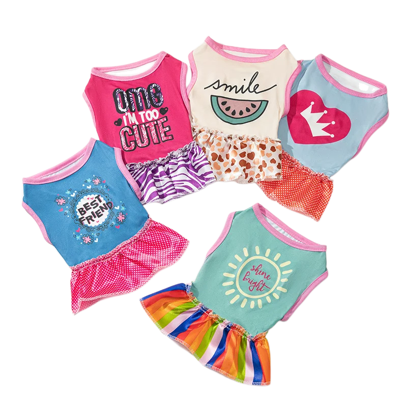 

Pet Dress Dog Clothes Cat Princess Dress Cute Dog Cartoon Printing Splicing Skirt For Puppy Kitten Chihuahua Pet Clothes