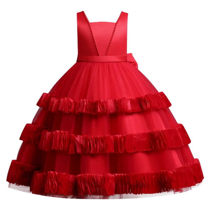 Жаккардовое длинное платье с вышивкой для девочек 4-12 лет | Свадьбы и торжества