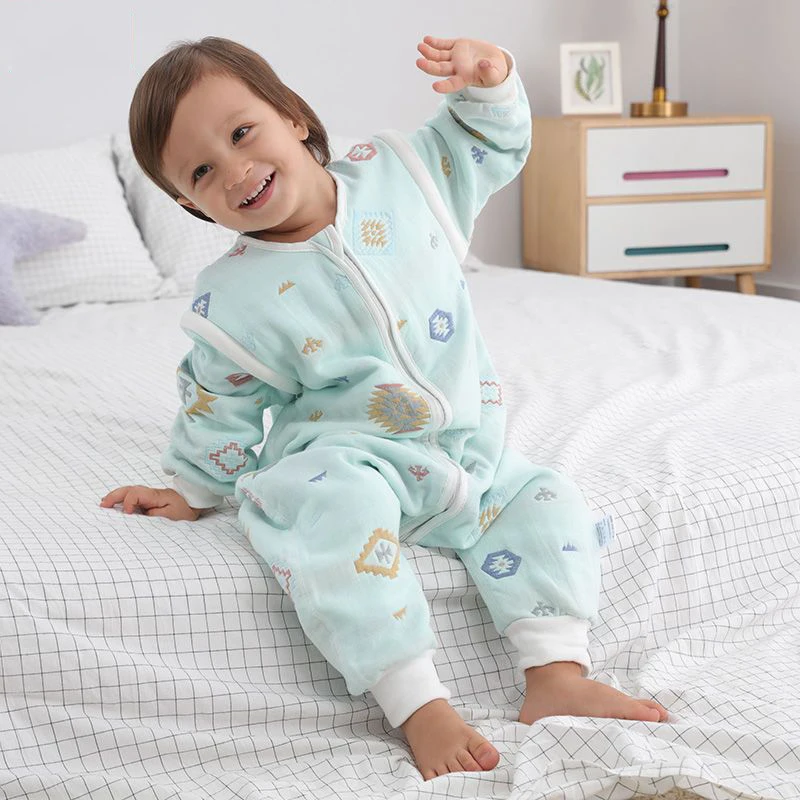 Spring Autumn 6 Layer Gauze Split-leg Sleeping Bag Children Anti-kick Quilt 2 Baby Air-conditioned Room |