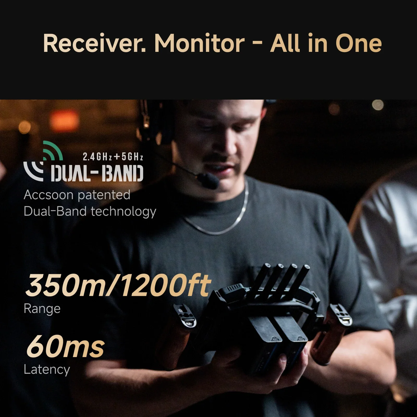 Фото Беспроводной монитор ACCSOON CineView M7/M7 Pro, 7-дюймовый полевой монитор, сенсорный экран 1000 нит, 4K Ultra HD для камеры потокового вещания в реальном времени №1