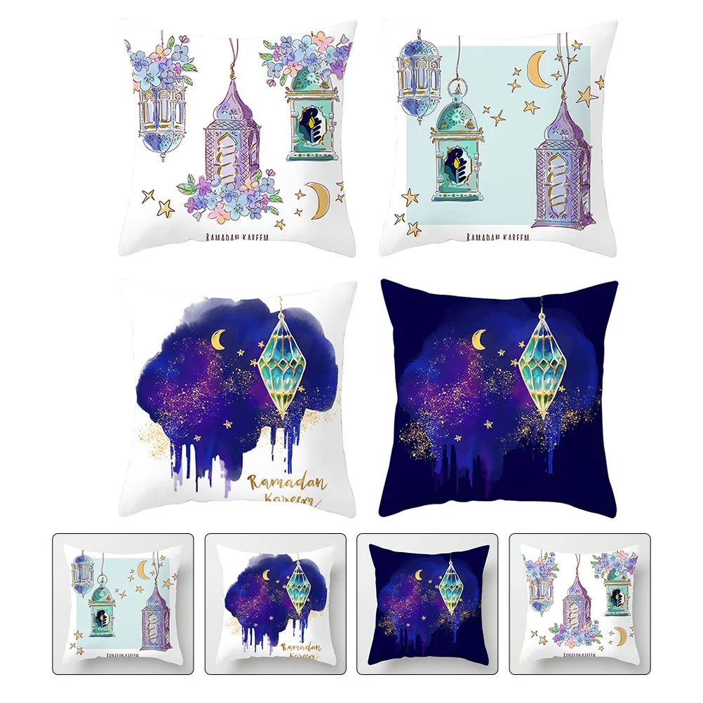 

4Pcs Eid Mubarak Throw Pillow Covers Set Ramadan Pillow Case Ramadan Kareem Decoration for Sofa Couch Home Decoration Eid