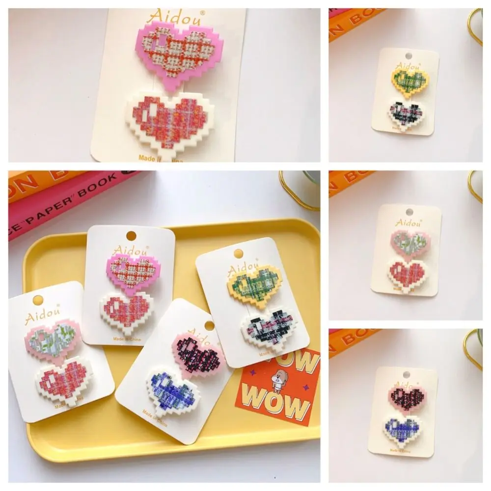 

Korean Style Children Headwear Elegant Hair Clip Geometric Heart BB Clip Mosaic Hair Accessories Heart Barrettes Photograph