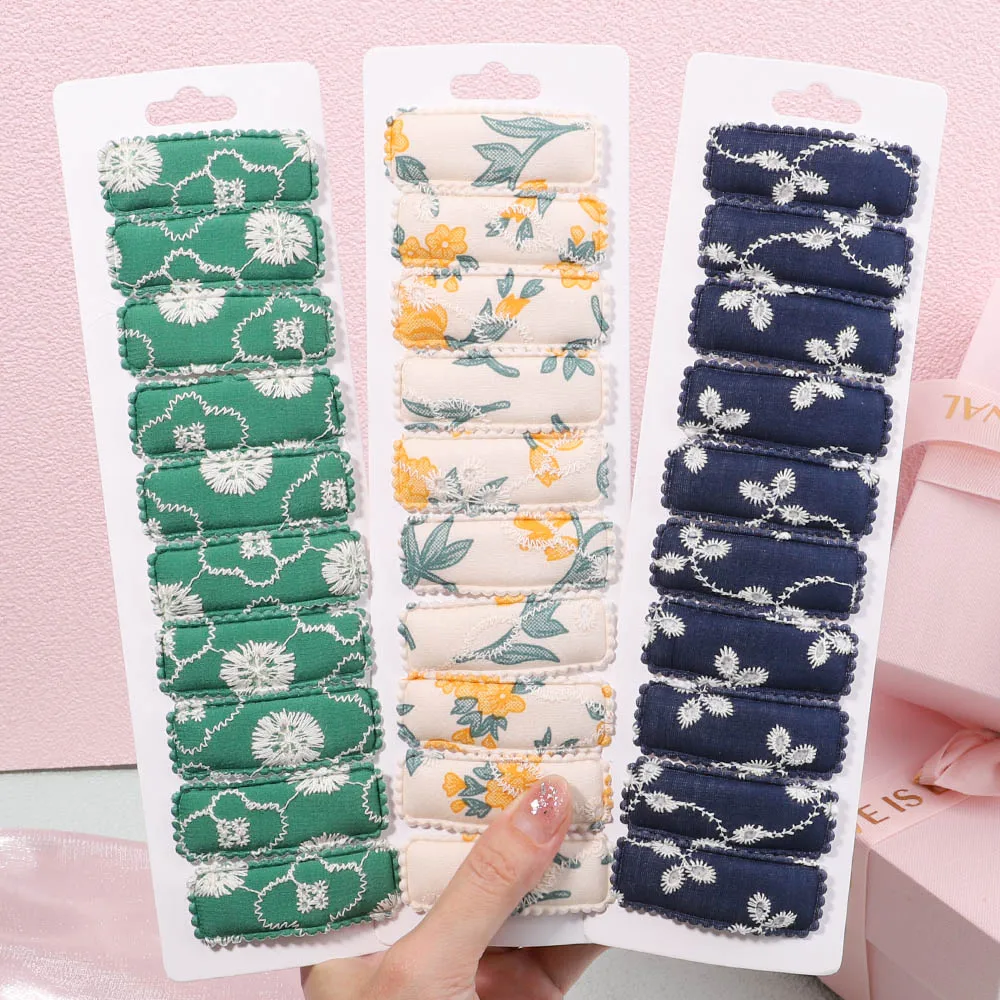 

10 шт./компл. Базовая детская заколка для волос, хлопковая заколка с цветочным принтом, Невидимка, милые летние простые полосатые головные уб...