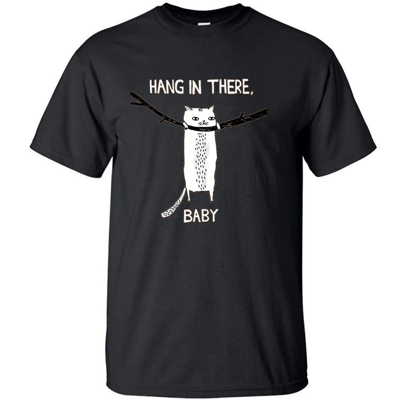 

Hang In There Baby Kitten Funny Cat Cats T Shirt For Men Graphic T Shirts Tshirt Tee Streetwear Tshirts Cotton Summer Tops Tees