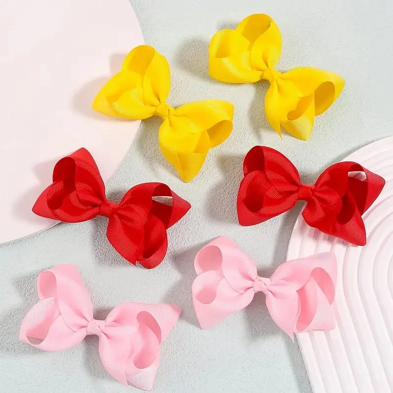20 шт./лот 4 дюйма ленты с бантом для маленьких девочек заколки волос металлические