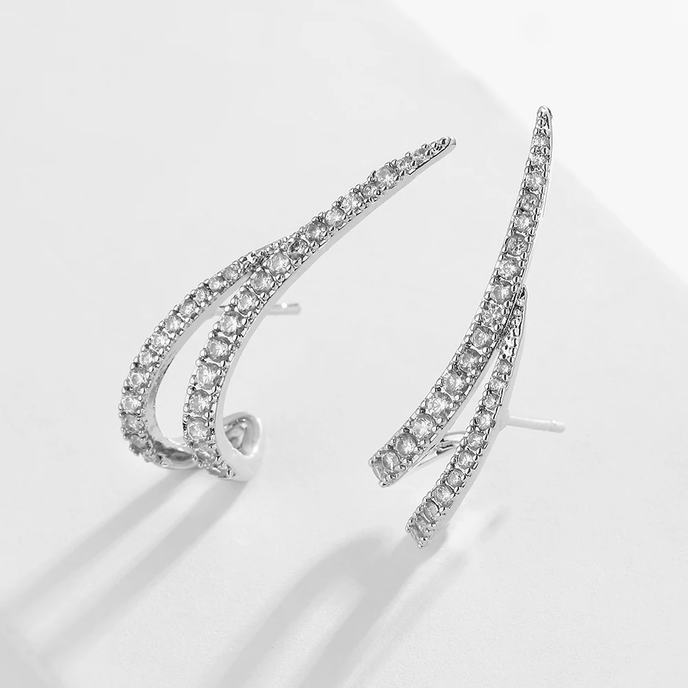 ZAKOL Korean Fashion Irregular Micro Inlay Cubic Zirconia Cute Stud Earrings Silver Color Jewelry for Women EP2827 | Украшения и