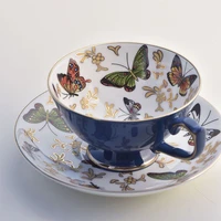 european coffee cup english afternoon tea cup bone china butterfly gold tea set ceramic red tea cup dish coffee cup set