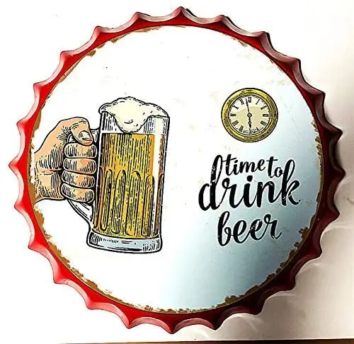 

Modern Vintage Metal Tin Signs Bottle Cap Time to Drink Beer ! Wall Plaque Poster Cafe Bar Pub Beer Club Wall Home