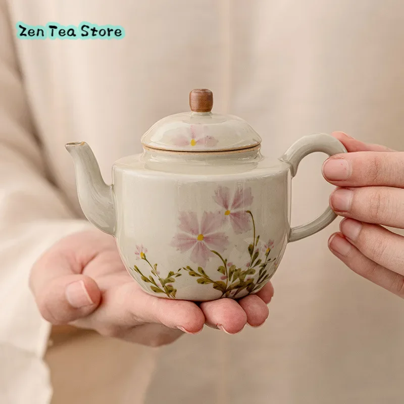 Деревянный ясень маленькая ромашка керамический чайник домашний маленький с