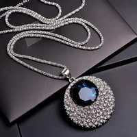 luxury crystal round pendant necklace clavicle chain fashion necklace for women female trend charm aesthetics jewelry collar