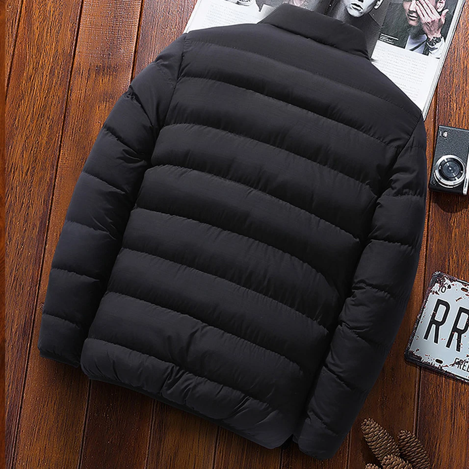 New Solid Stand Collar Male Windbreak Cotton Padded Down Jacket Warm Thick Men Parka Jackets Winter Casual Mens Outwear Coats