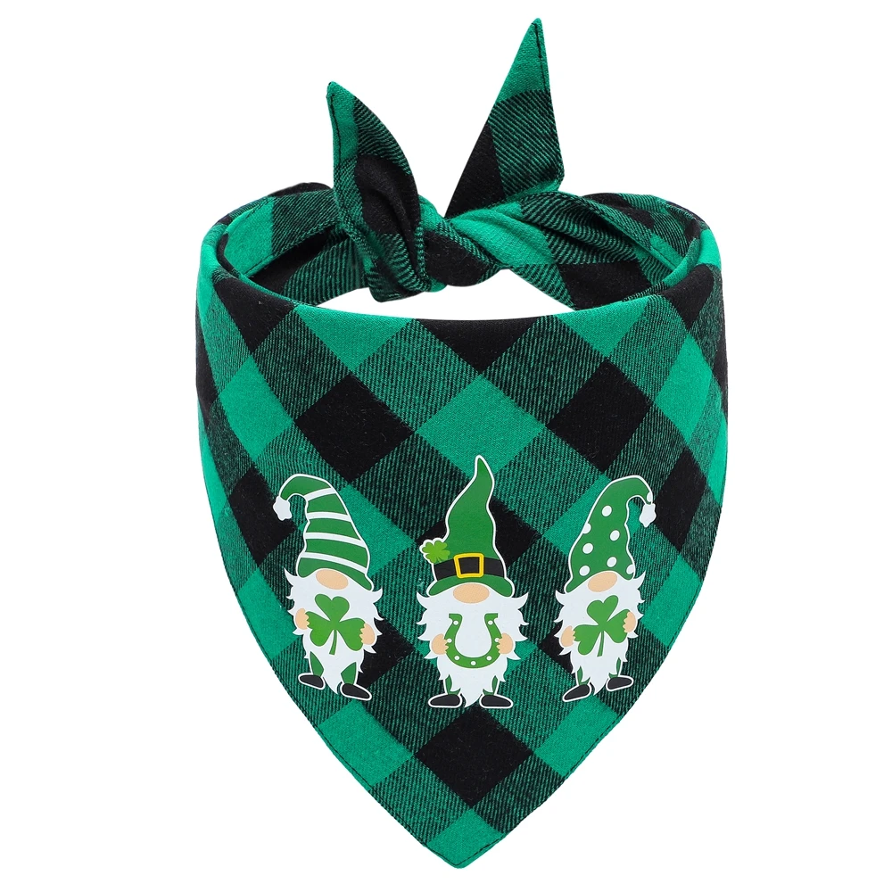 Sucado St. Patrick's Day Irish Dog Bandana Green Plaid Triangle Bibs Scarf Holiday for Small Medium Large Pet Accessories