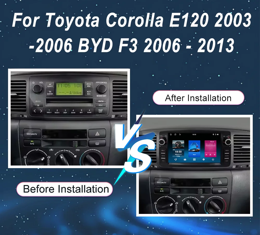 Фото 7-дюймовый радиоприемник Android для Toyota Corolla E120 2003-2006 BYD F3 2006-2013, автомобильный мультимедийный плеер Carplay, головное устройство, навигация, GPS 4G №2