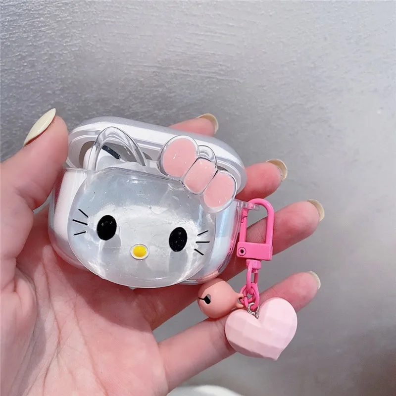 Kawaii Airpods чехол Hello Kitty 1 2 3 Pro прозрачный мягкий для девочек Sweet |