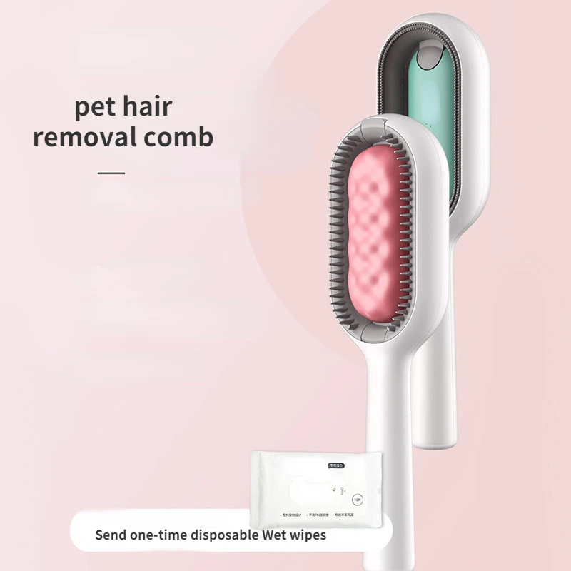 

Dog Hair Brush Hair Removal Cat Comb With Disposable Wipes Grooming And Care For Long Hair Dogs Cleaning Pets Cats Accessories
