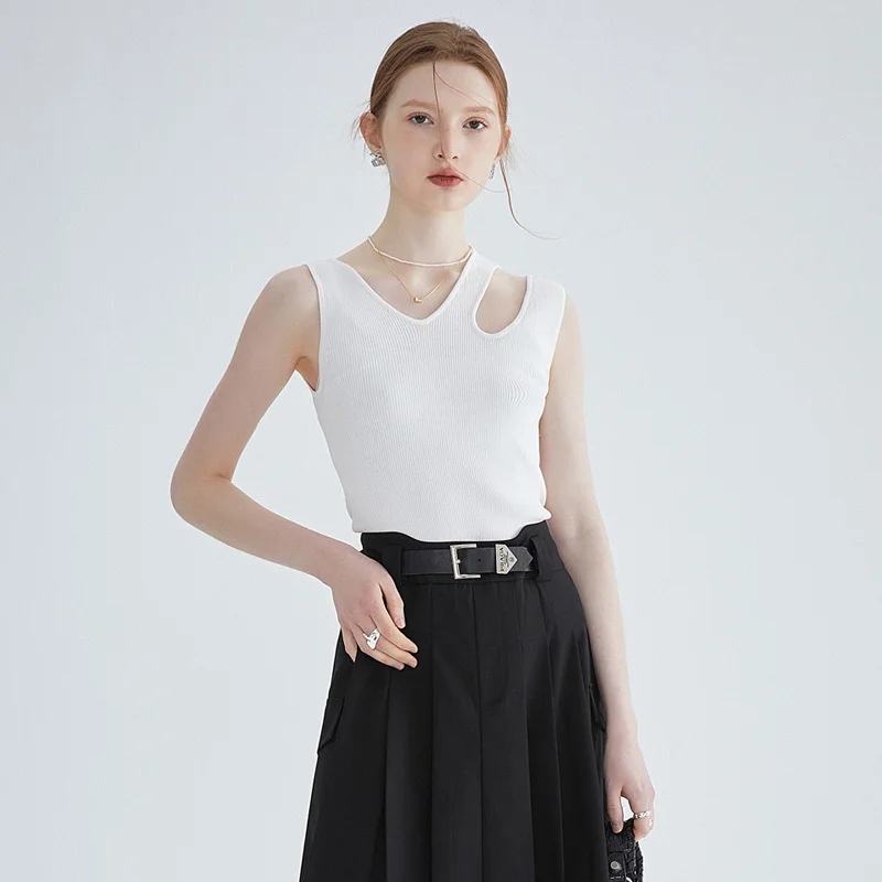 

Подвесной топ из ледяного шелка для женщин Лето 2023 НОВАЯ Трикотажная подкладка с коротким дизайном Топ F2886