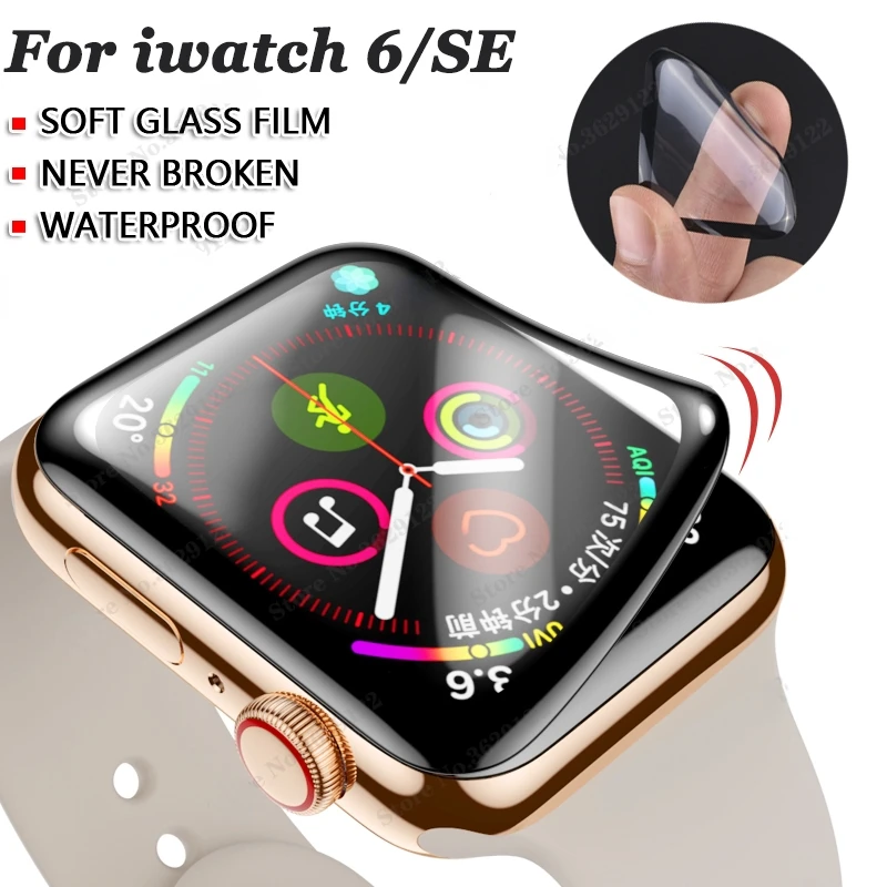

screen protector for apple watch 6/SE 7 44MM 40MM (Not Tempered Soft glass) film for Iwatch 7/5/4/3/2/1 44 42 40 38MM