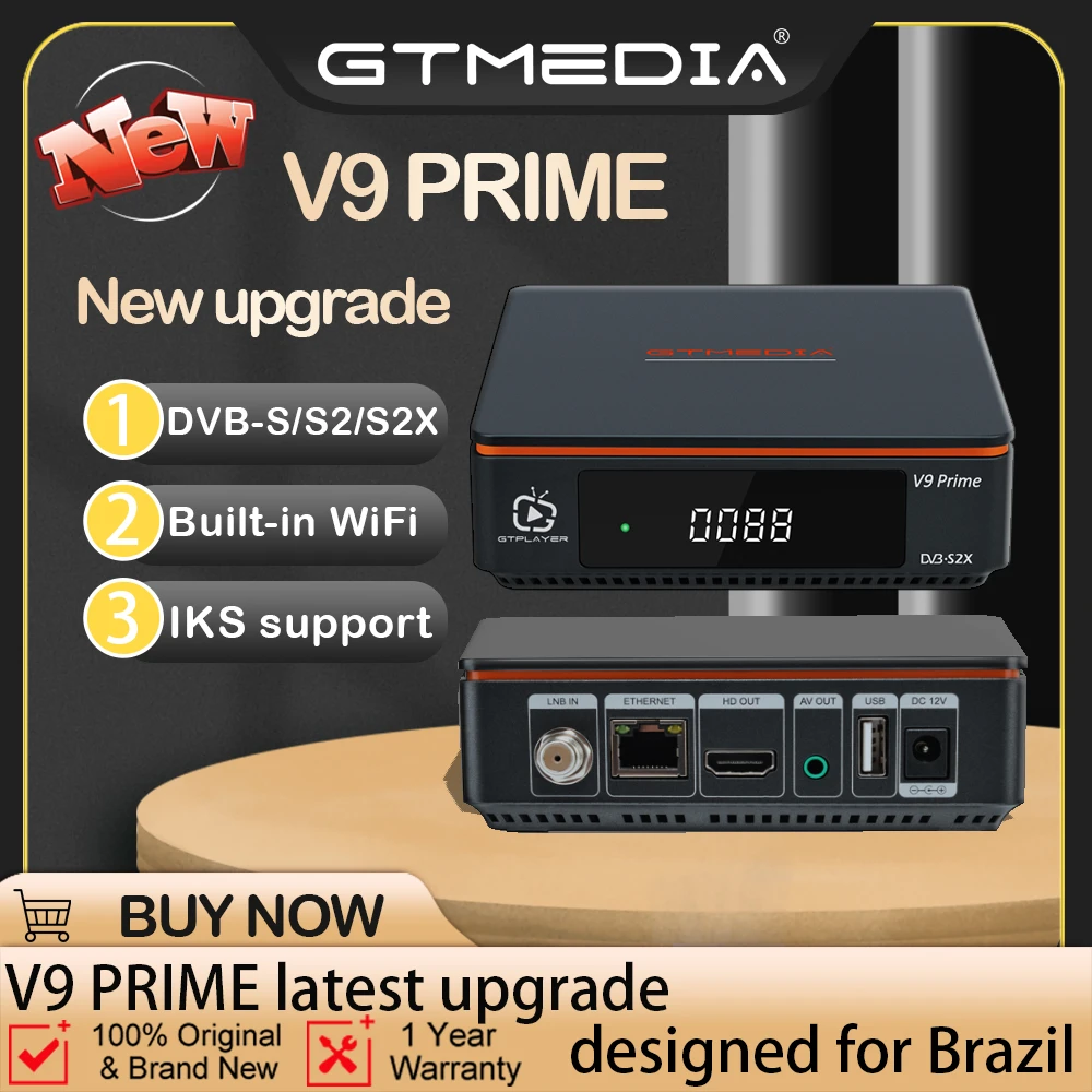 

New GTmedia V9 Prime LA Set Top Box 70.0°W LyngSat satellite tv box Support IKS/CS/M3U Free For Life TV Box With Brasil CH