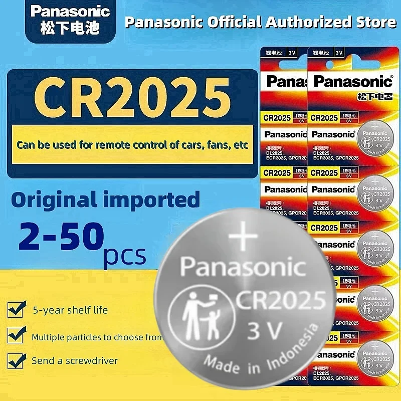 Оригинальный Panasonic 2-50 шт. CR2025 Pilas 3 В литиевая батарея ECR2025 для автомобиля пульт